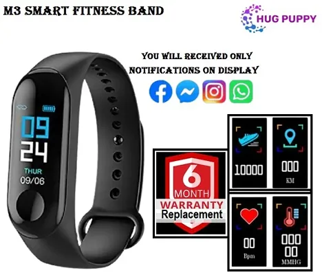 HUG PUPPY M3 Smart Band Fitness Watch Heart Rate with Activity Tracker Waterproof Resisted Body Fitness Band for Men and Women Functi