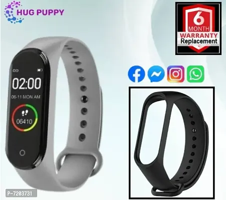 HUG PUPPY M4 Grey Smart Watch Smartwatch, with Bluetooth, Heart Rate M)-thumb0