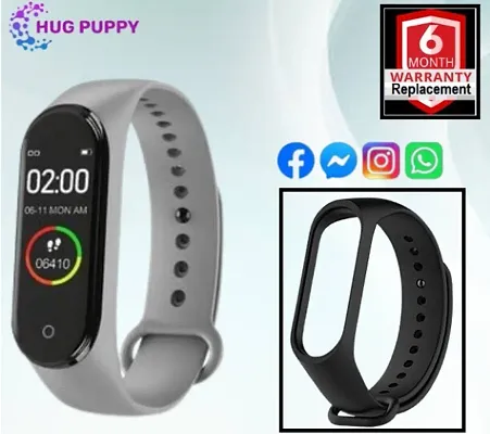 HUG PUPPY M4 Grey Smart Watch Smartwatch, with Bluetooth, Heart Rate M)