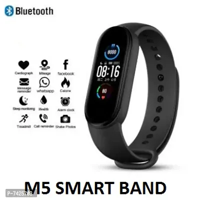 HUG PUPPY M5 Bluetooth Wireless Smart Fitness Watch for Boys,Men,Kids,Women Sports Watch Heart Rate, and BP Monitor, Calories Counter Black-thumb0