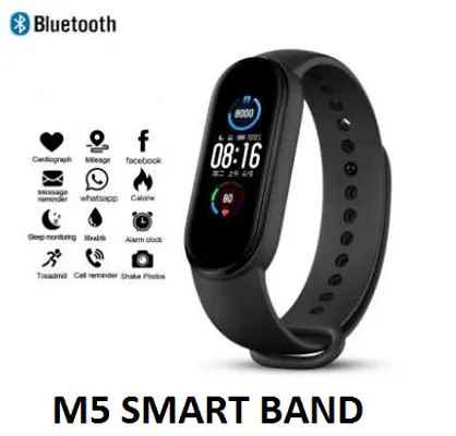 HUG PUPPY M5 Bluetooth Wireless Smart Fitness Watch for Boys,Men,Kids,Women Sports Watch Heart Rate, and BP Monitor, Calories Counter Black