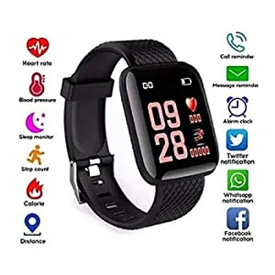 HUG PUPPY ID116 Smart Fitness Watch for Boys,Men,Kids,Women Sports Watch Heart Rate, and BP Monitor, Calories Counter Black
