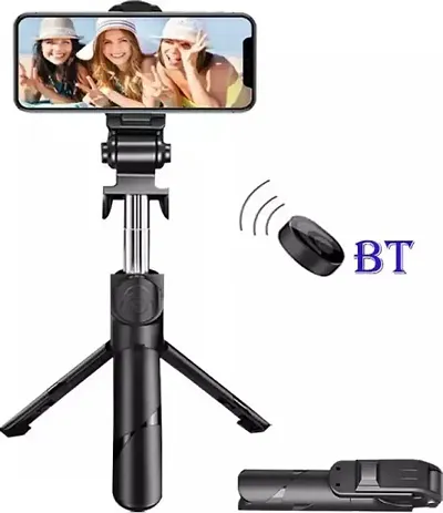 HUG PUPPY Extendable Selfie Stick, Bluetooth Selfie Stick with Tripod Stand and Detachable Wireless Bluetooth Remote, Ultra Compact Selfie Stick for Mobile and All Smart Ph