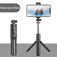 Bluetooth Extendable Selfie Stick with Led Light Wireless Remote and Tripod Stand for All Mobiles Bluetooth Selfie Stick  (Black, Remote Included)-thumb1
