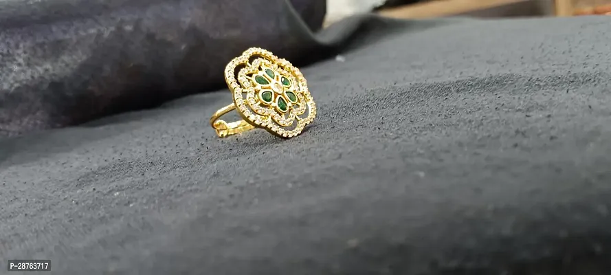 Reliable Golden Brass American Diamond Ring For Women-thumb0