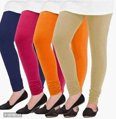 Fabulous Multicoloured Cotton Blend Solid Leggings For Women Pack Of 4-thumb0