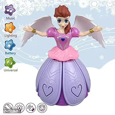 Dancing Miracle Princess Toy Doll with Wings Interactive Revolving Cute Doll Colorful LED Lights and Music for Girls-thumb5