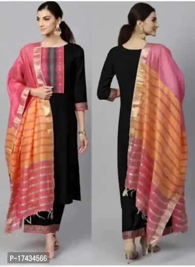 Cotton Slub Kurta Set with Royal Dupatta-thumb0