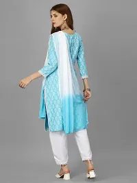 Rayon Printed Kurta Set With Dupatta Sky Blue-thumb2