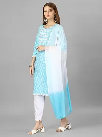 Rayon Printed Kurta Set With Dupatta Sky Blue-thumb4