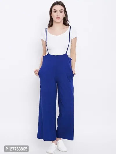 Stylish Navy Blue Cotton Solid Jumpsuit For Women-thumb0