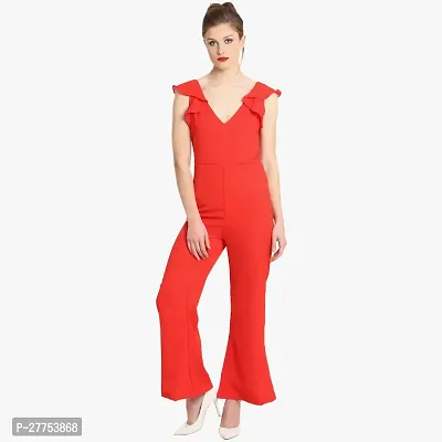Stylish Orange Polyester Solid Jumpsuit For Women-thumb0