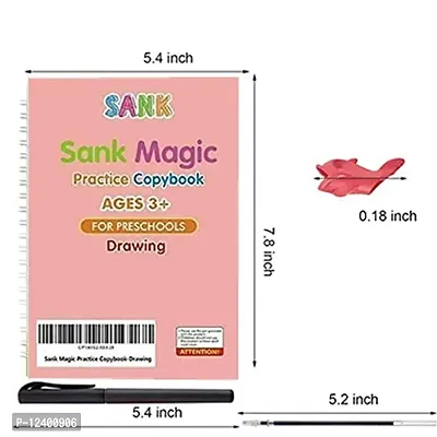 Sank Magic Practice Copybook, Number Tracing Book for Preschoolers with Pen, Magic Calligraphy Copybook Set Practical Reusable Writing Tool Simple Hand Lettering (4 BOOK + 5 REFILL+1 Pen +1 Grip)-thumb4