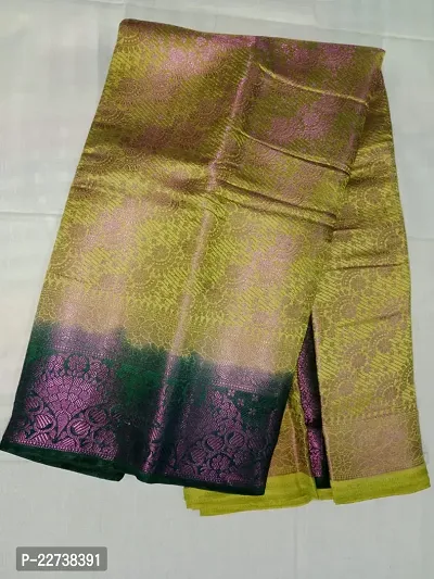 Stylish Silk Blend Golden Embellished Saree with Blouse piece