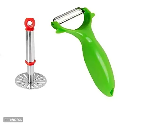 Xudo Pav Bhaji Masher Potato Masher & Vegetable Steel Handle with Vegetable Peeler