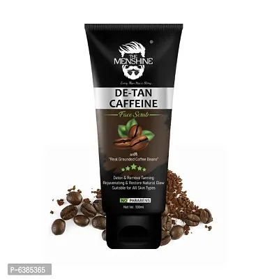 The MenShine De-Ten Caffeine Face Scrub (100gm) For Deep Exfoliation | Removes Blackheads and Whiteheads And Polishes Skin | With Coffee, Walnut and Pro-Vitamin E| Scrub For Men