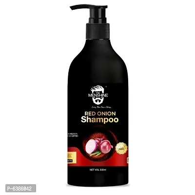 The Menshine Red Onion Shampoo With Red Onion Black Seed Oil Extract For Hair Growth And Hair Strengthening With Hairfall And Dandruff Control Shampoo No Paraben No Silicon-Sulphate No Colour 300 Ml