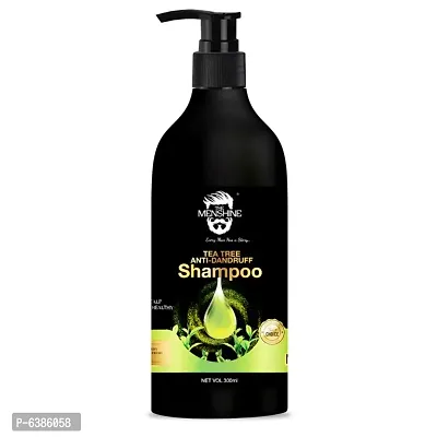 The Menshine Tea Tree Anti-Dandruff Shampoo | Green Tea - No Sulphates, Parabens, Silicones, Color and Peg - 300ML | Rich In Natural Protein | Volumizes Hair | Dandruff Free Cleans Scalp