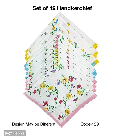 WOMEN  GIRLS COTTON HANDKERCHIEF WITH FLOWER PRINT SET OF 12 Pieces