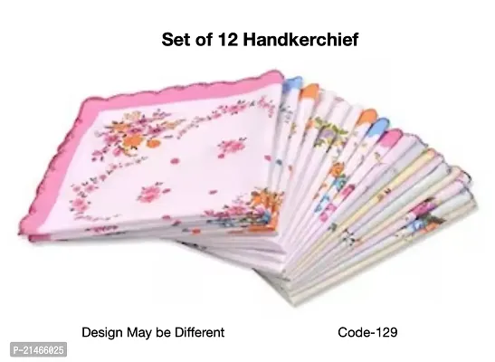 WOMEN  GIRLS COTTON HANDKERCHIEF WITH FLOWER PRINT SET OF 12 Pieces