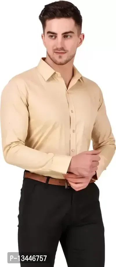 Cream Shirt  Formal Shirts For Men-thumb0