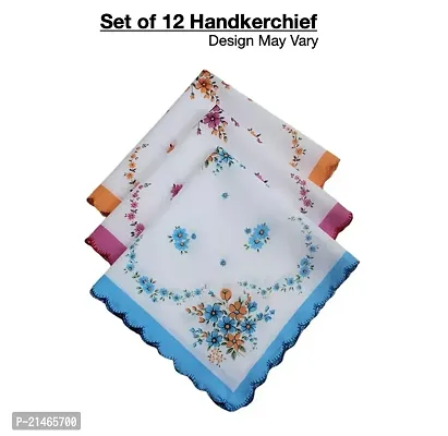 LADIES  GIRLS COTTON HANKY WITH BEAUTIFULL FLOWER PRINT PACK OF 12 Pieces