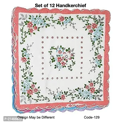 WOMEN  GIRLS COTTON HANDKERCHIEF WITH FLOWER PRINT SET OF 12 Pieces