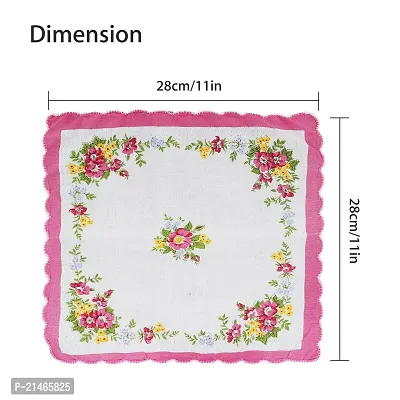 WOMEN  GIRLS COTTON HANDKERCHIEF WITH FLOWER PRINT SET OF 12 Pieces-thumb2