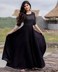 Indo-western Black  Taffeta Silk Gown For Women-thumb1