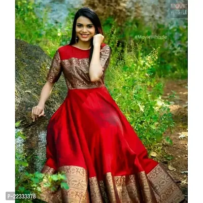 Indo-western Red  Taffeta Silk Gown For Women-thumb2