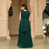 Elegant Green Woven Design Georgette Kurta with Palazzo Set For Women-thumb2