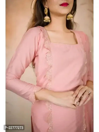 Peach Lace Kurta Set-thumb2