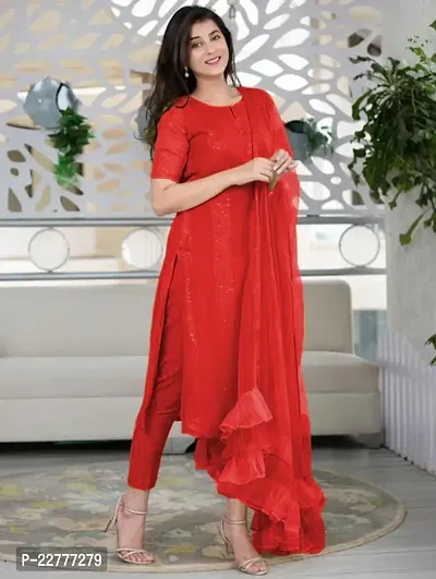 Red Yellow Salwar Suit With Naylon Mono Net Dupatta-thumb4