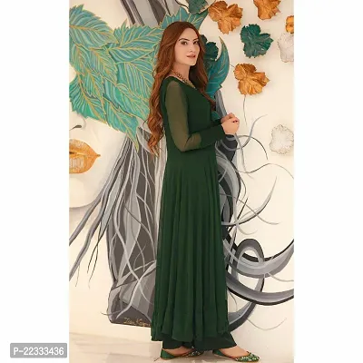 Indo-western Green  Georgette Gown For Women-thumb2