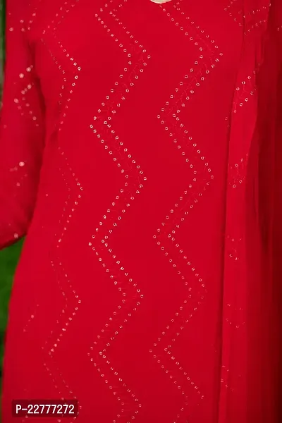 Red Thread Work Kurta  Set-thumb2