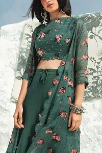 Green Kurti Printed Jacket And Pant Set-thumb2