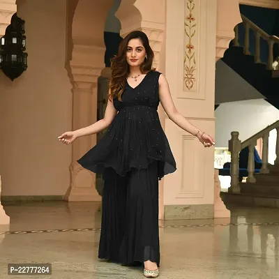 Black Georgette Kurta Set-thumb0