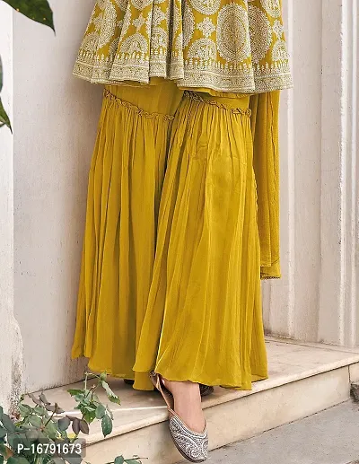 Stylish Woven Design Georgette Kurta Bottom With Dupatta For Women-thumb4