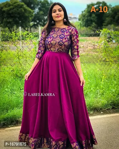 Stylish Purple Woven Design Georgette Ethnic Gown-thumb0