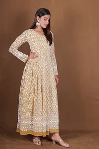 Indo-western Mustard  Georgette Gown For Women-thumb1