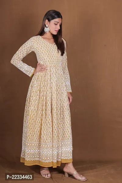 Indo-western Mustard  Georgette Gown For Women-thumb2