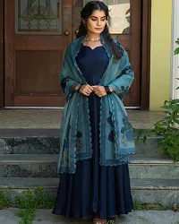 Midnight Blue Upada Gown With Dupatta-thumb2