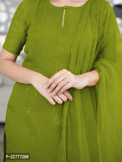 Green Yellow Salwar Suit With Naylon Mono Net Dupatta-thumb3