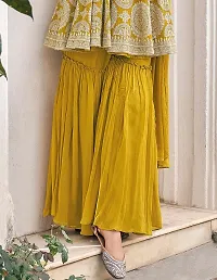 Stylish Anarkali Yellow Woven Design Georgette Kurta Bottom With Dupatta For Women-thumb3