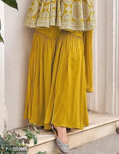 Stylish Anarkali Yellow Woven Design Georgette Kurta Bottom With Dupatta For Women-thumb4