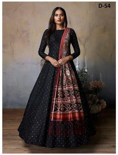 Party Wear Taffeta Silk Ethnic Gowns