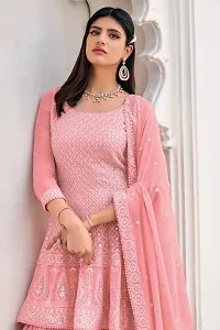 Pink Georgette Embroidered Kurtas For Women-thumb1