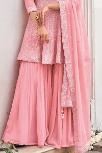 Pink Georgette Embroidered Kurtas For Women-thumb2