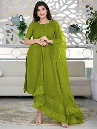 Green Cotton Woven Design Kurtas For Women-thumb2