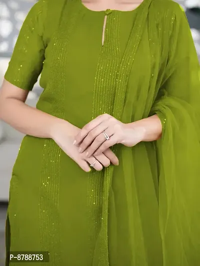 Green Cotton Embroidered Kurtas For Women-thumb3